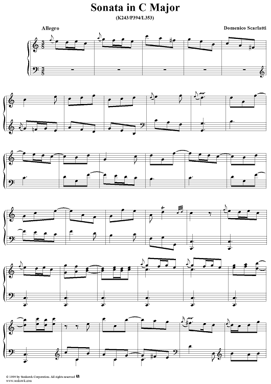 Sonata in C major  (K243/P394/L353)