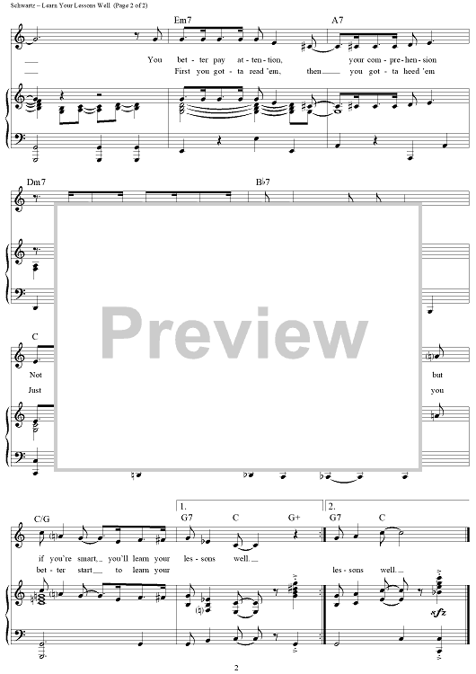 Learn Your Lessons Well Sheet Music For Piano Vocal Chords Sheet Learn your lessons well sheet music for piano vocal chords sheet