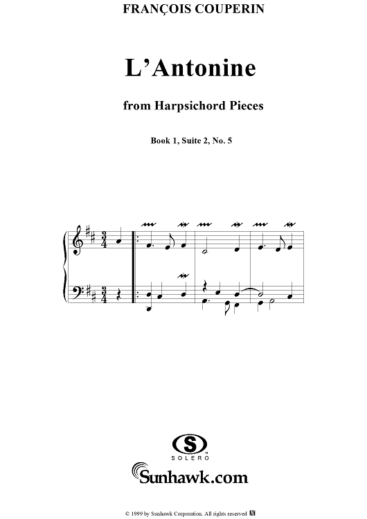 Harpsichord Pieces, Book 1, Suite 2, No.5:  L'Antonine
