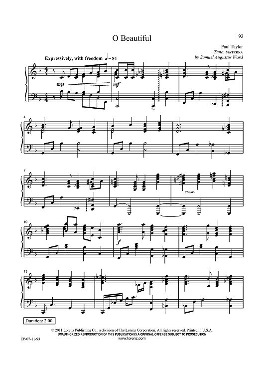 Oh Beautiful / A Thankful Prayer Response