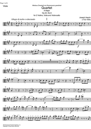 String Quartet A Major Op.20 No. 6 - Viola