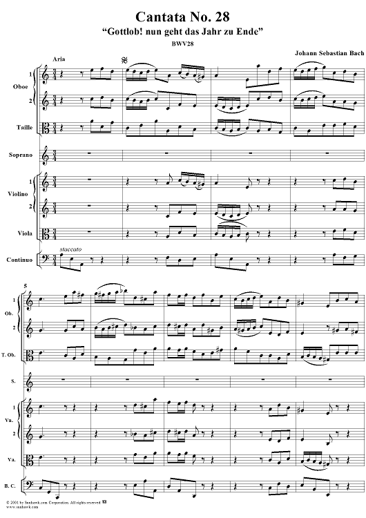 Cantata No. 28: "Gottlob! nun geht das Jahr zu Ende," BWV28