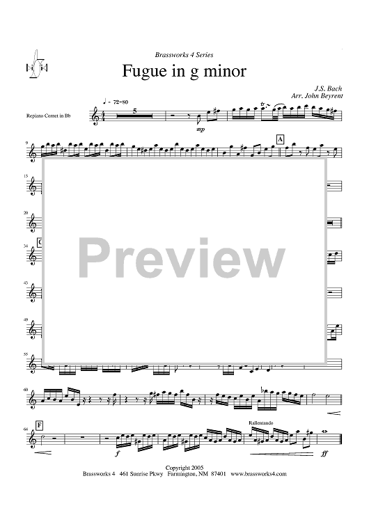 Fugue in g minor - Repiano Cornet in Bb
