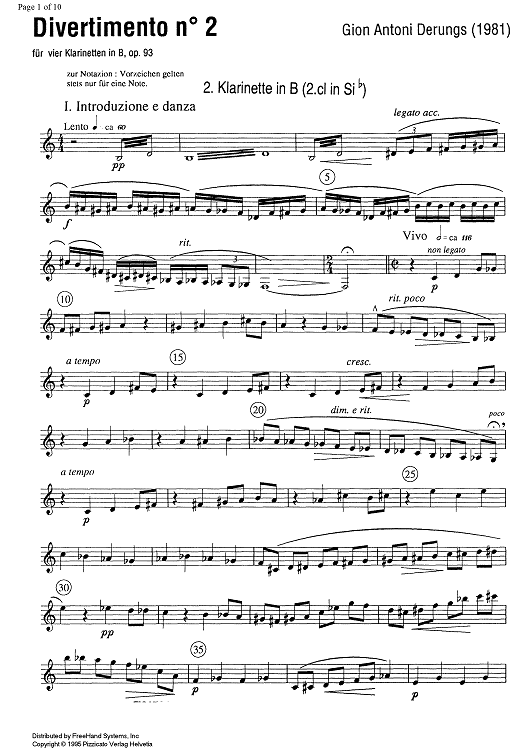 Divertimento No. 2 Op.93 - B-flat Clarinet 2