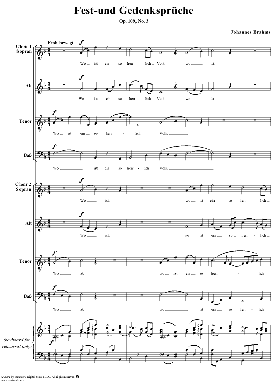 Fest-und Gedenkspruche, Op. 109, No. 3