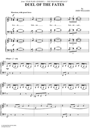 Duel of the Fates" Sheet Music for Piano/Vocal - Sheet Music Now