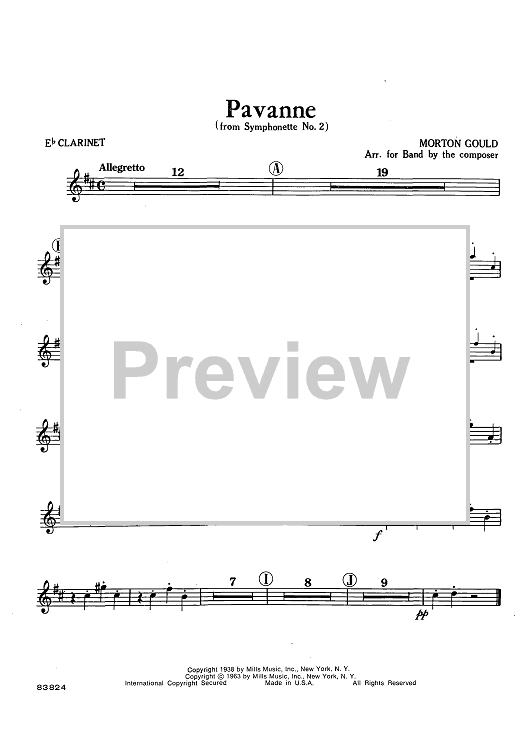 Pavanne (from Symphonette No. 2) - Clarinet in Eb