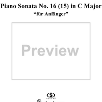 Piano Sonata No. 16 (15) in C Major, "für Anfänger," K545