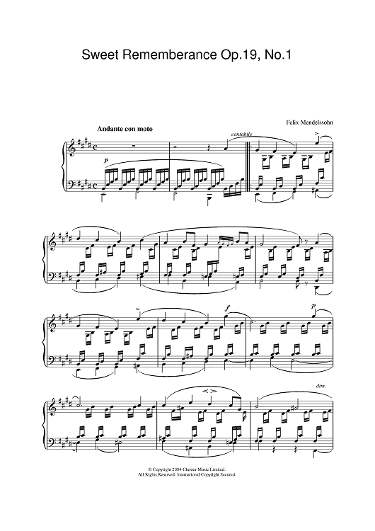 Sweet Rememberance Op.19, No.1