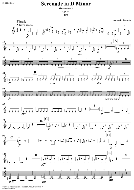 Serenade in D Minor, Op. 44, Movement 4 - Horn in D