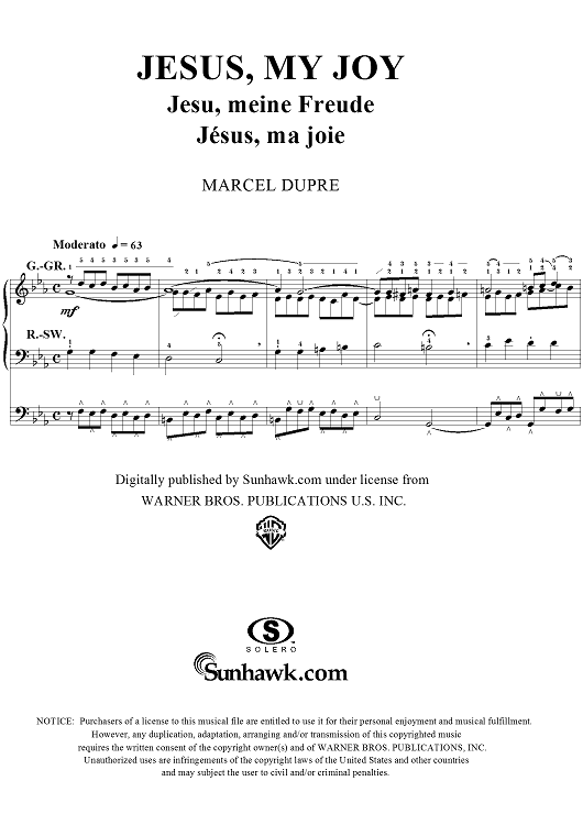 Jesus, My Joy, from "Seventy-Nine Chorales", Op. 28, No. 42