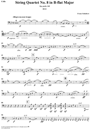 String Quartet No. 8 in B-flat Major, Op. posth. 168 - Cello