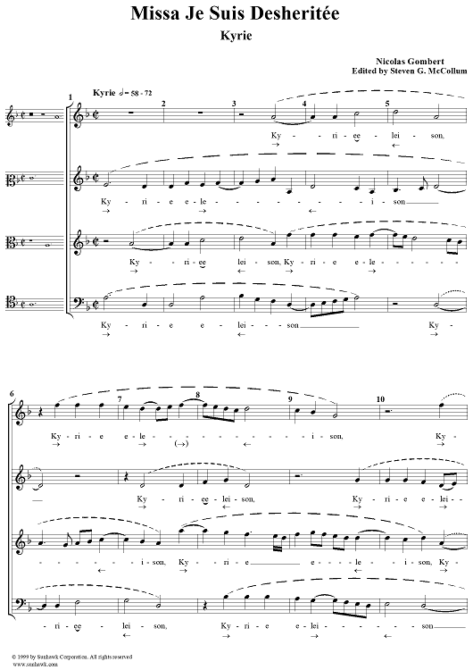 Missa Je Suis Desheritée:  Kyrie - Full Score