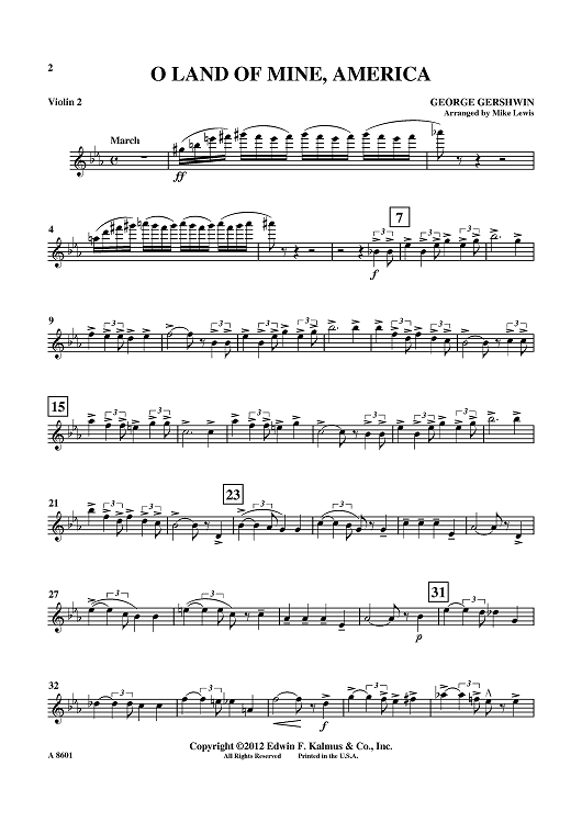 O Land Of Mine, America - Violin 2