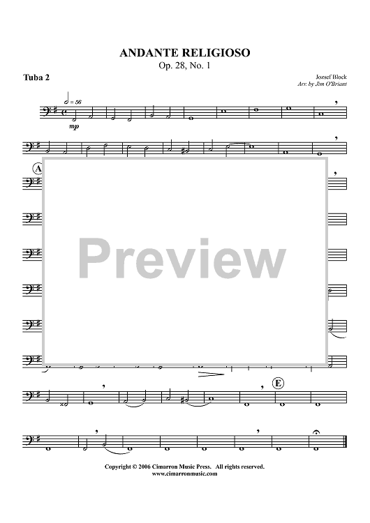 Andante Religioso, Op. 28, No. 1 - Tuba 2