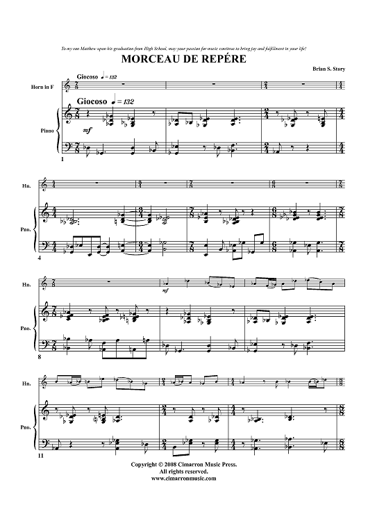 Morceau de Repere - Piano Score