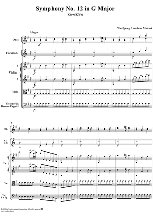 Symphony No. 12 in G Major, K110 - Full Score