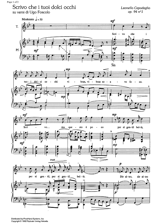 Scrivo che i tuoi dolci occhi Op.94 No. 1