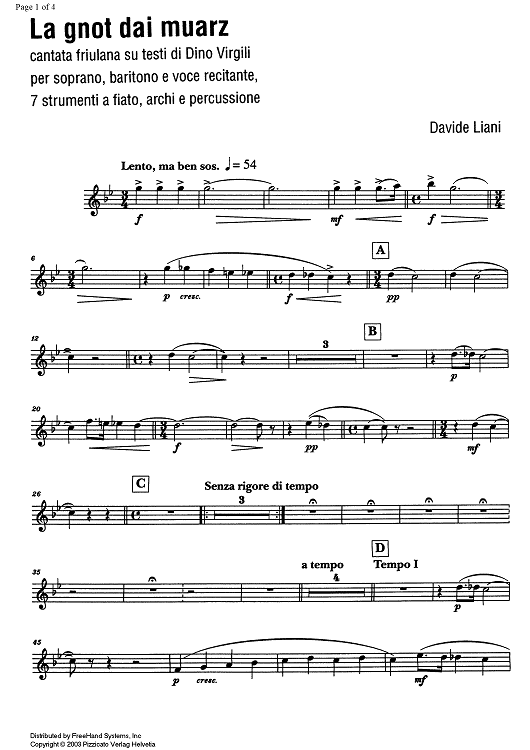La gnot dai muarz (The night of the Dead) [set of parts] - English Horn