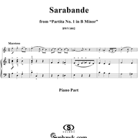 Sarabande, BWV1002 - Piano Score