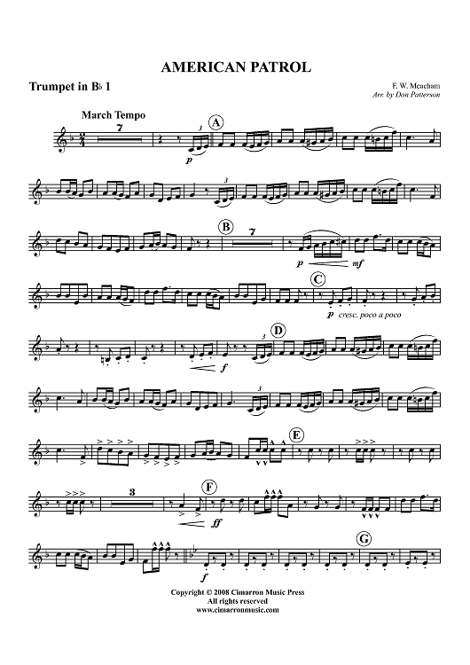 American Patrol - Trumpet 1 in Bb