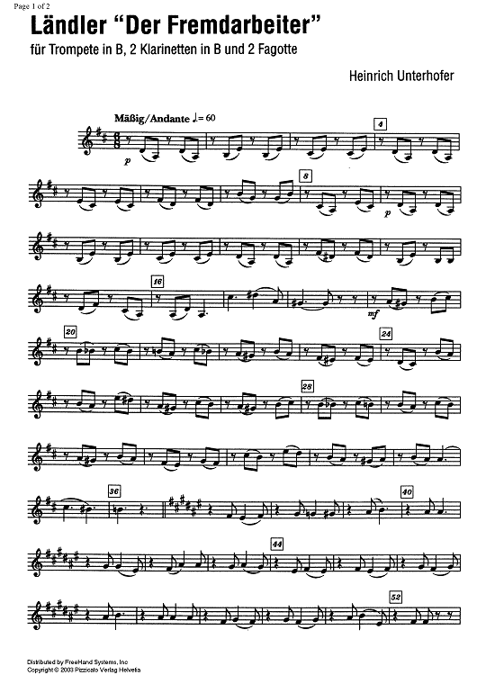 Ländler "Der Fremdarbeiter" - B-flat Clarinet 2