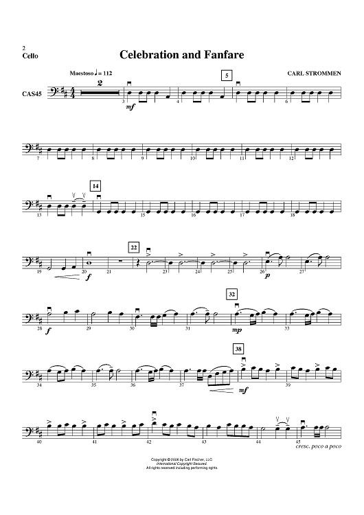 Celebration And Fanfare - Cello