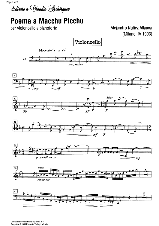 Poema a Macchu Picchu - Cello