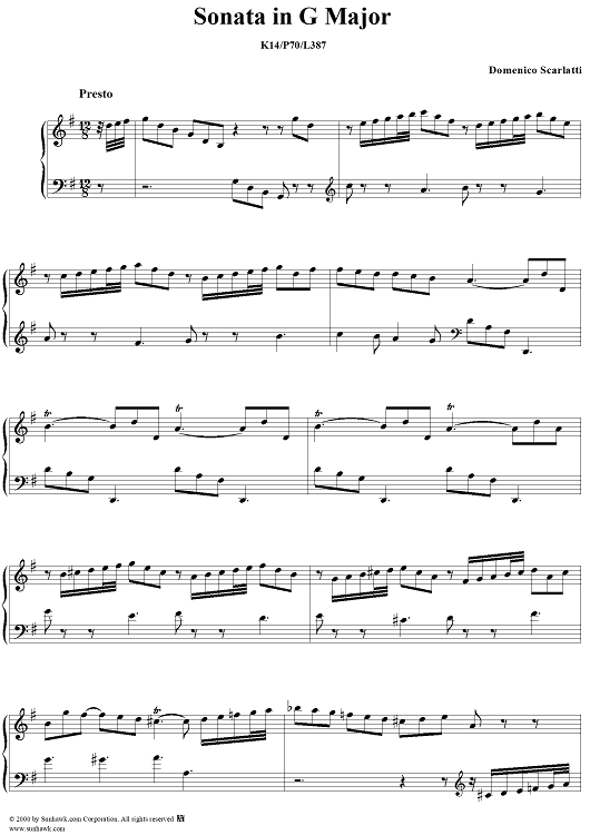Sonata in G Major, K. 14
