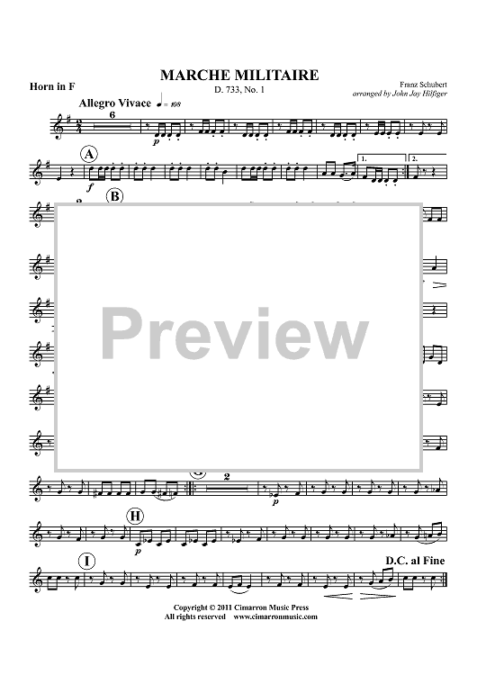 March Militaire - D. 733, No. 1 - Horn in F