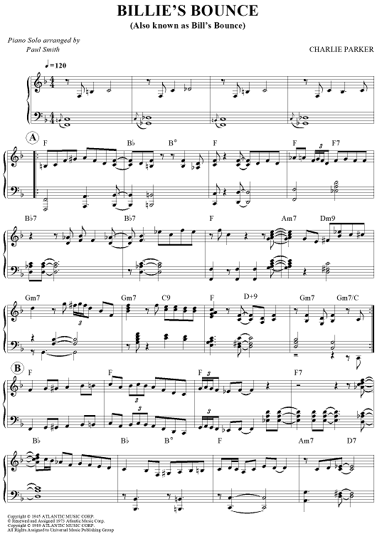 Billie's Bounce (Also known as Bill's Bounce)