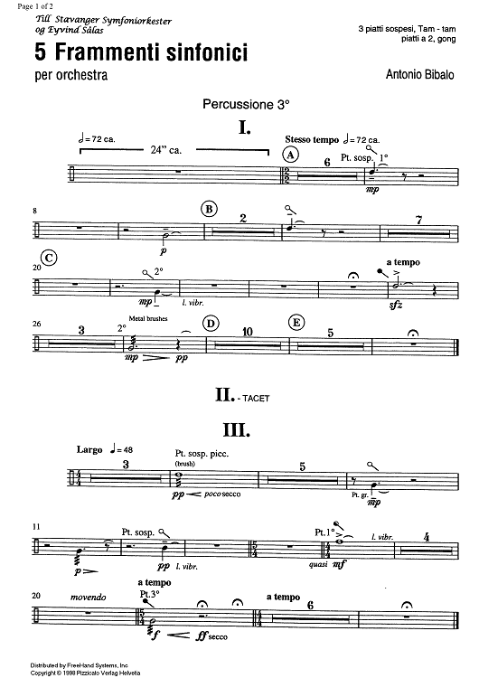 5 Frammenti sinfonici - Percussion 3