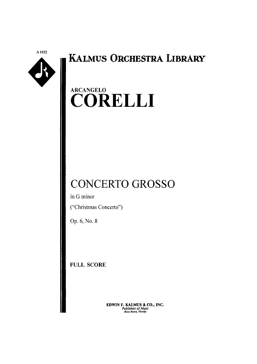 Concerto Grosso in G minor (Christmas Concerto) Op. 6 No. 8 - Score Cover