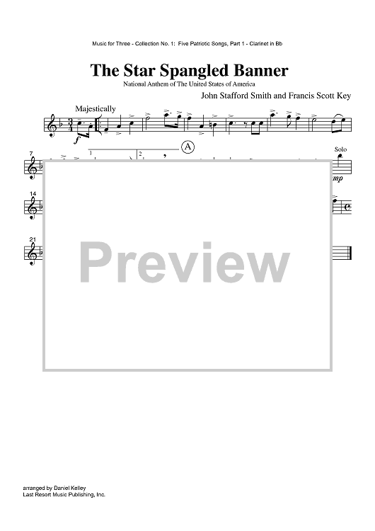 The Star Spangled Banner - Part 1 Clarinet in Bb