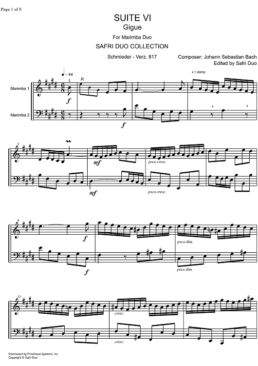 French Suite  6 E Major BWV 817 - Score