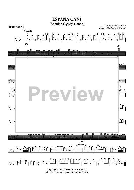 Espana Cani (Spanish Gypsy Dance) - Trombone 1