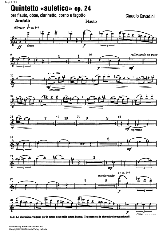 Quintetto aluletico Op.24 - Flute