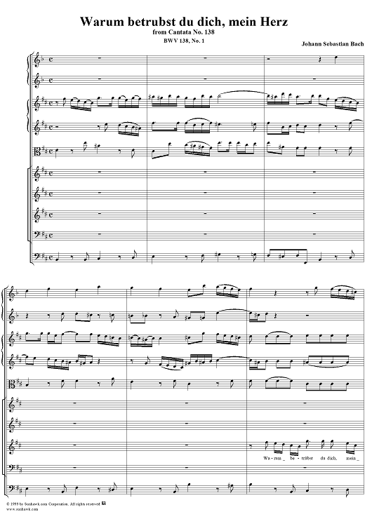 Warum betrübst du dich, mein Herz - No. 1 from Cantata No. 138 - BWV138
