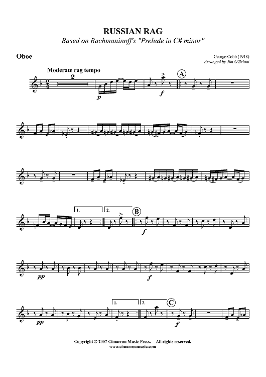 Russian Rag (Rockie's Rag) - Oboe