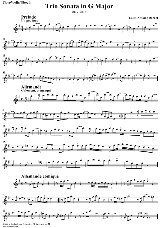 Trio Sonata in G Major Op. 3, No. 4 - Flute/Violin/Oboe 1