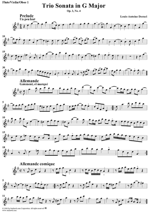 Trio Sonata in G Major Op. 3, No. 4 - Flute/Violin/Oboe 1