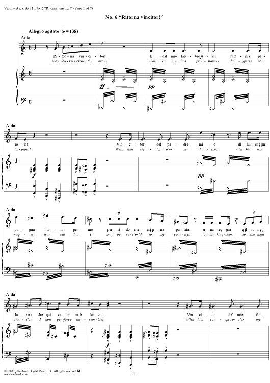 Scene from "Aida", Act 1 - Score