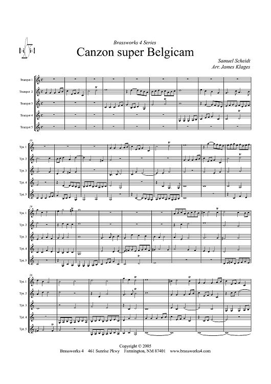 Canzon super Belgicam - Score
