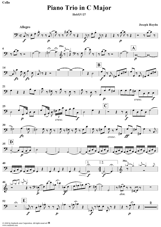 Piano Trio in C Major    (HobXV/27) - Cello