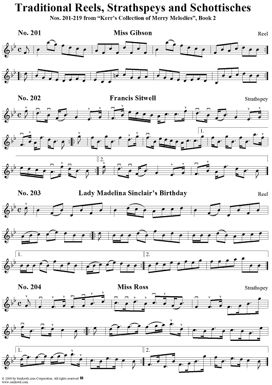 Nos. 201-219: Reels, Strathspeys and Schottisches