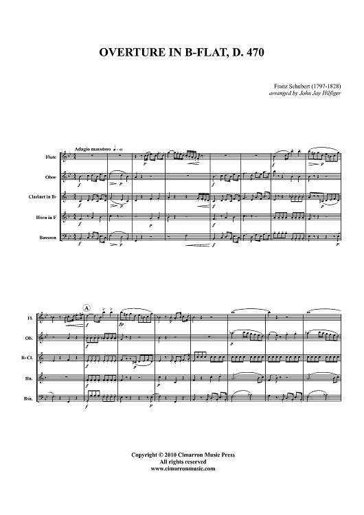 Overture in B-flat, D. 470 - Score