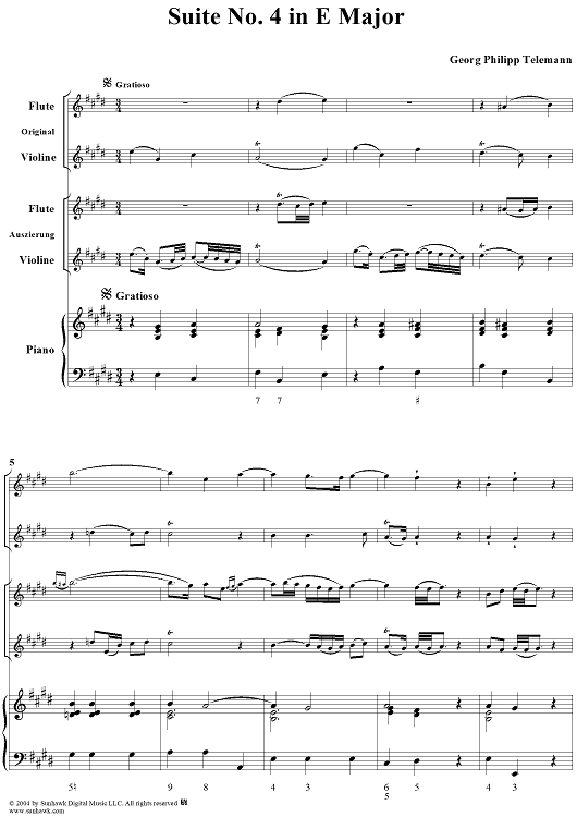Suite No. 4 in E Major - Piano Score