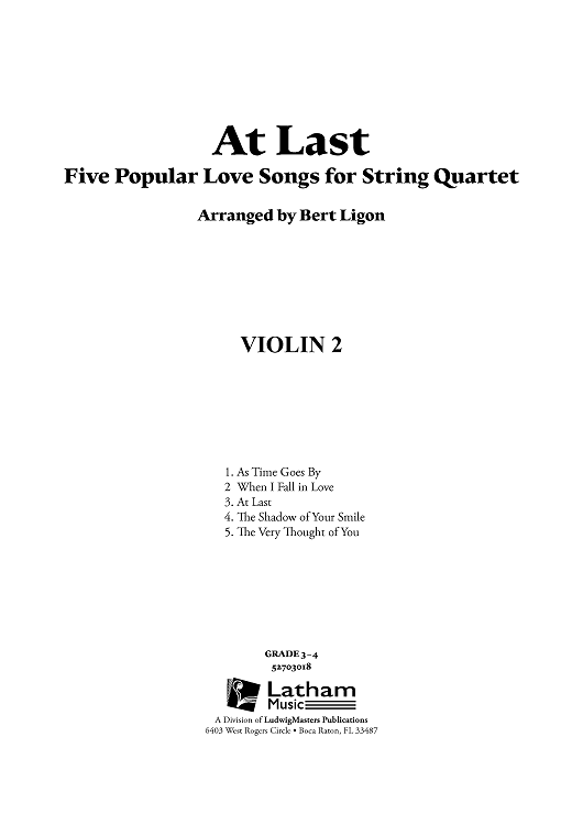 At Last - Five Popular Love Songs - Violin 2