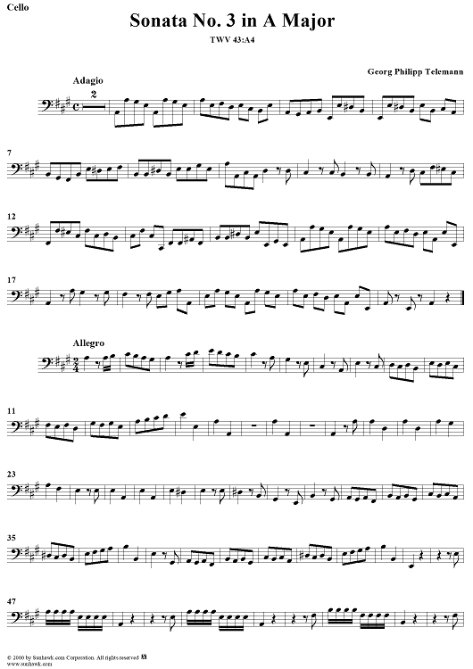 Sonata No. 3 in A Major - Cello