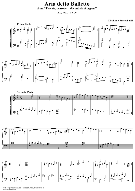 Aria Detta Balletto, No. 26 from "Toccate, canzone ... di cimbalo et organo", Vol. II